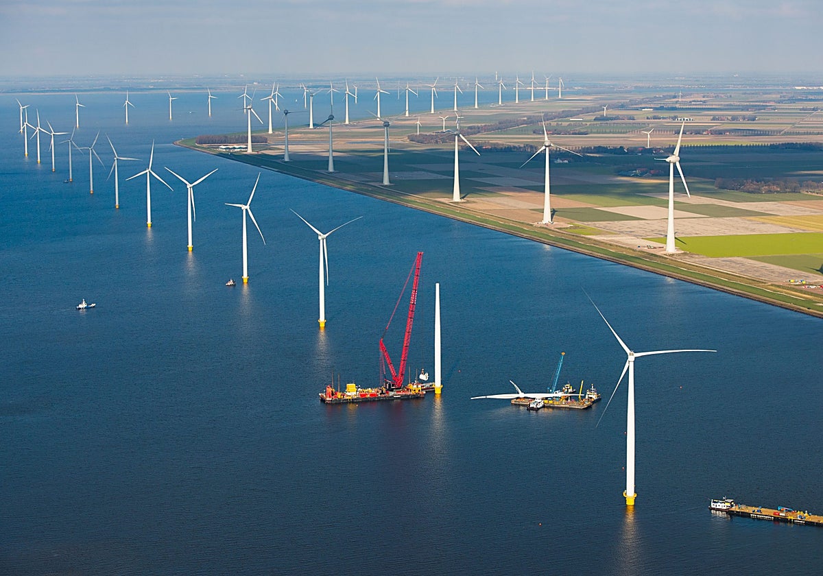 Una vista general de las plataformas en el mar del Norte