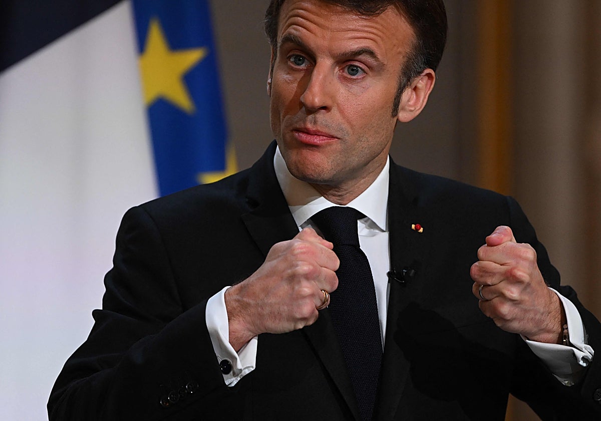 El presidente Macron, este lunes durante la rueda de prensa