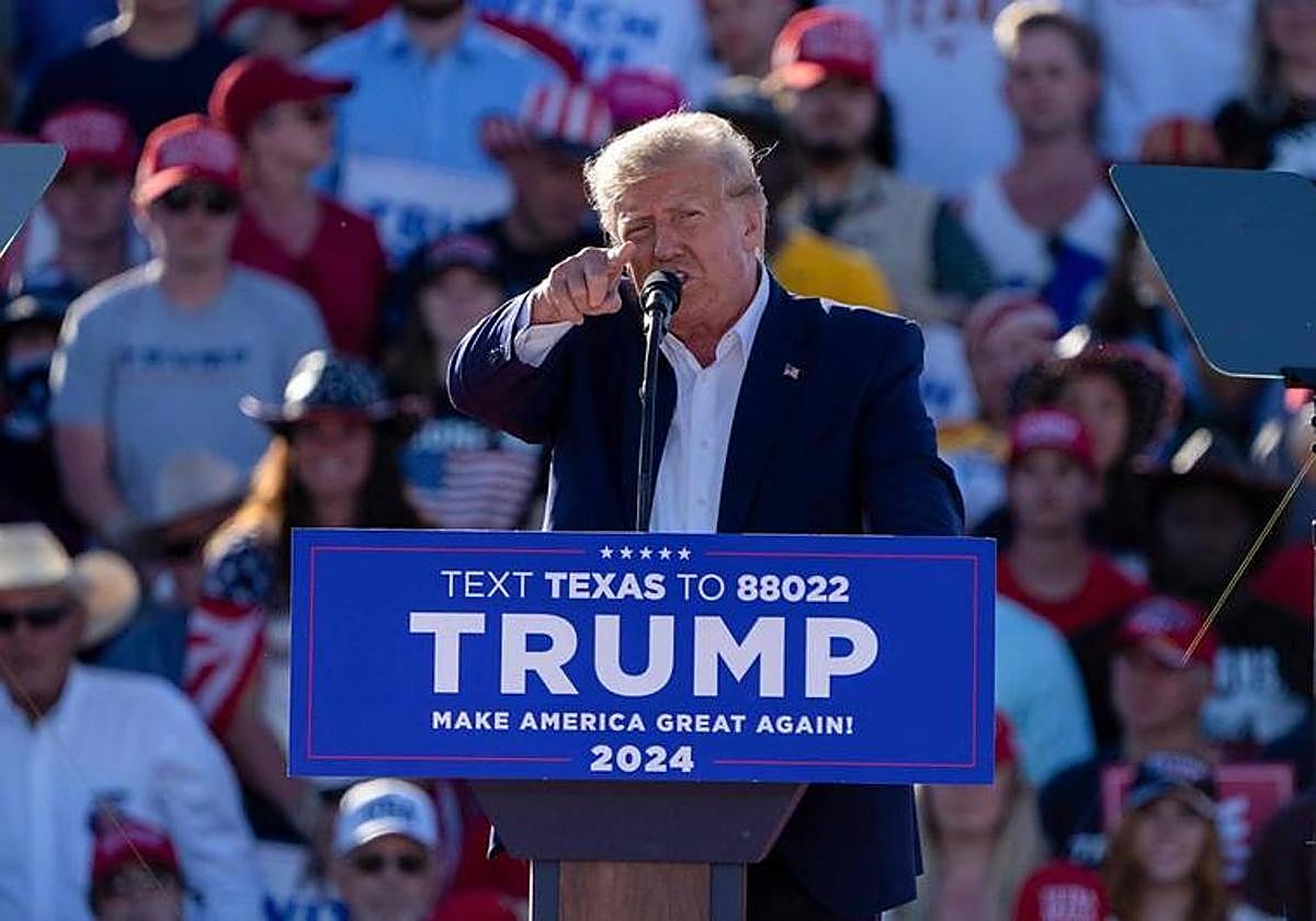 El expresidente norteamericano, Donald Trump, durante un mitin el pasado 25 de marzo en Waco (Texas)