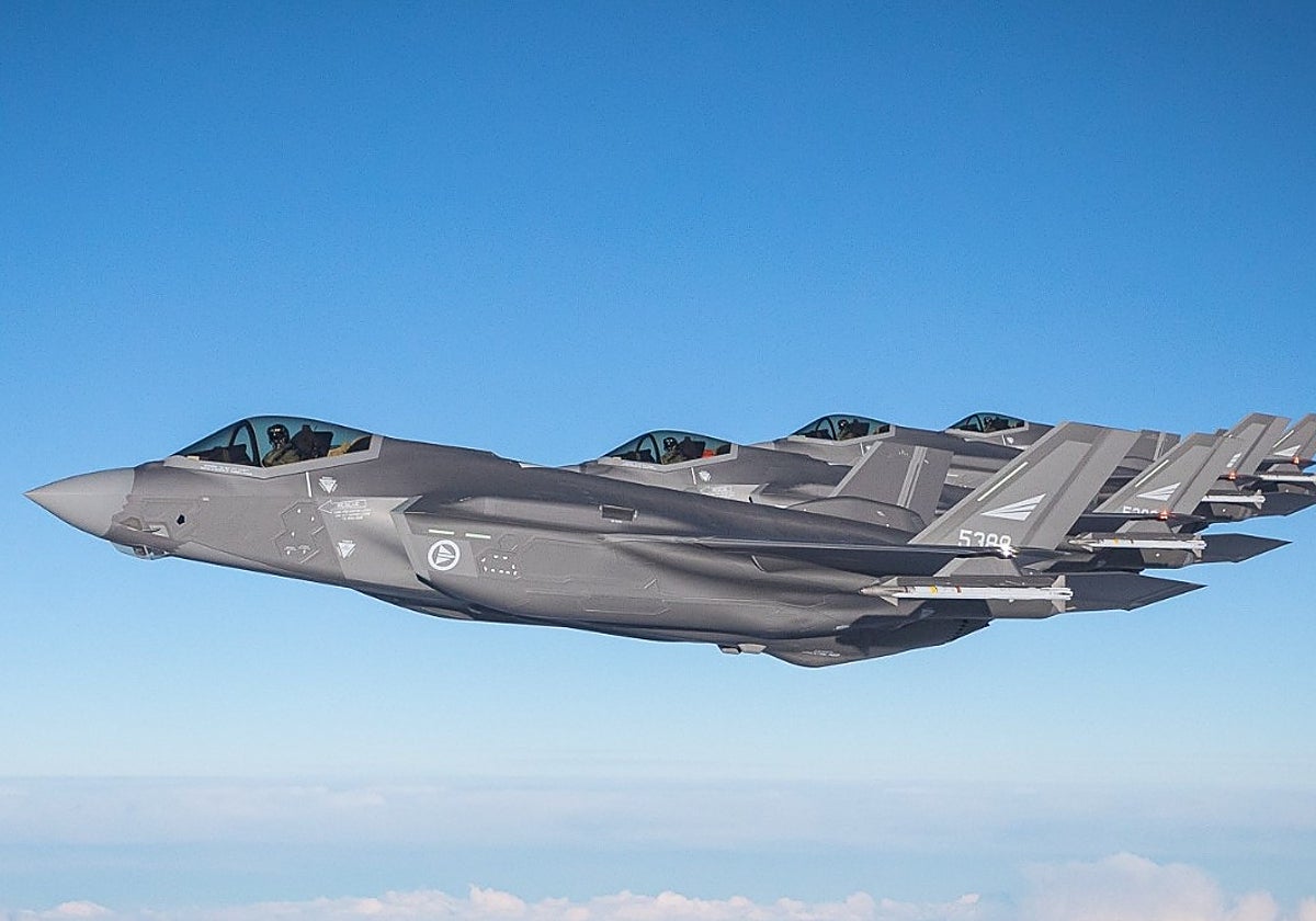 Aviones de combate tipo F-35 estadounidenses, que forman parte de las Fuerzas Aéreas noruegas