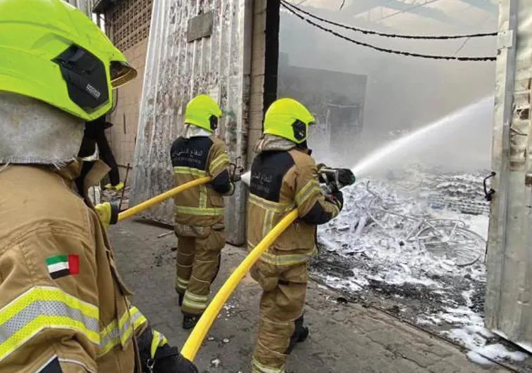 File photo of firefighters putting out a fire in Dubai