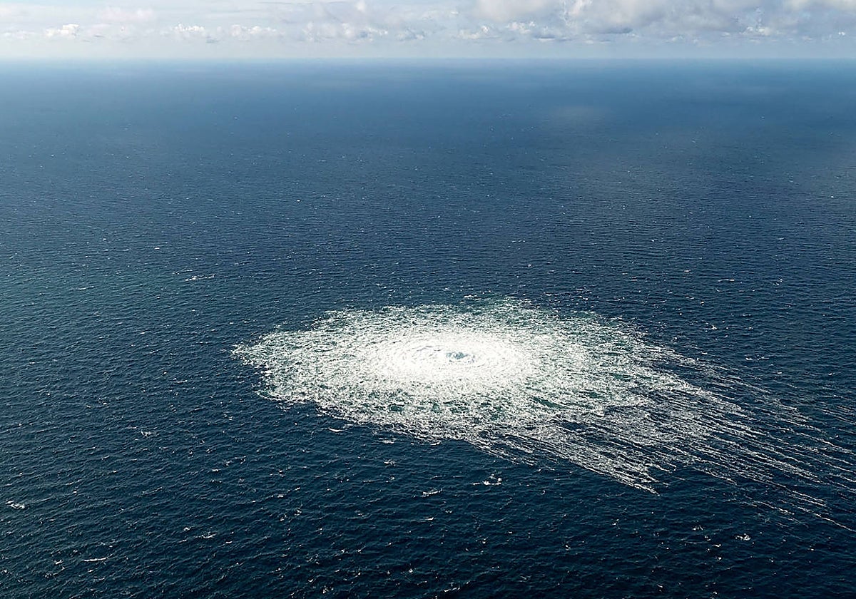 Rastro sobre el mar que dejó la explosión del gasoducto Nord Sream