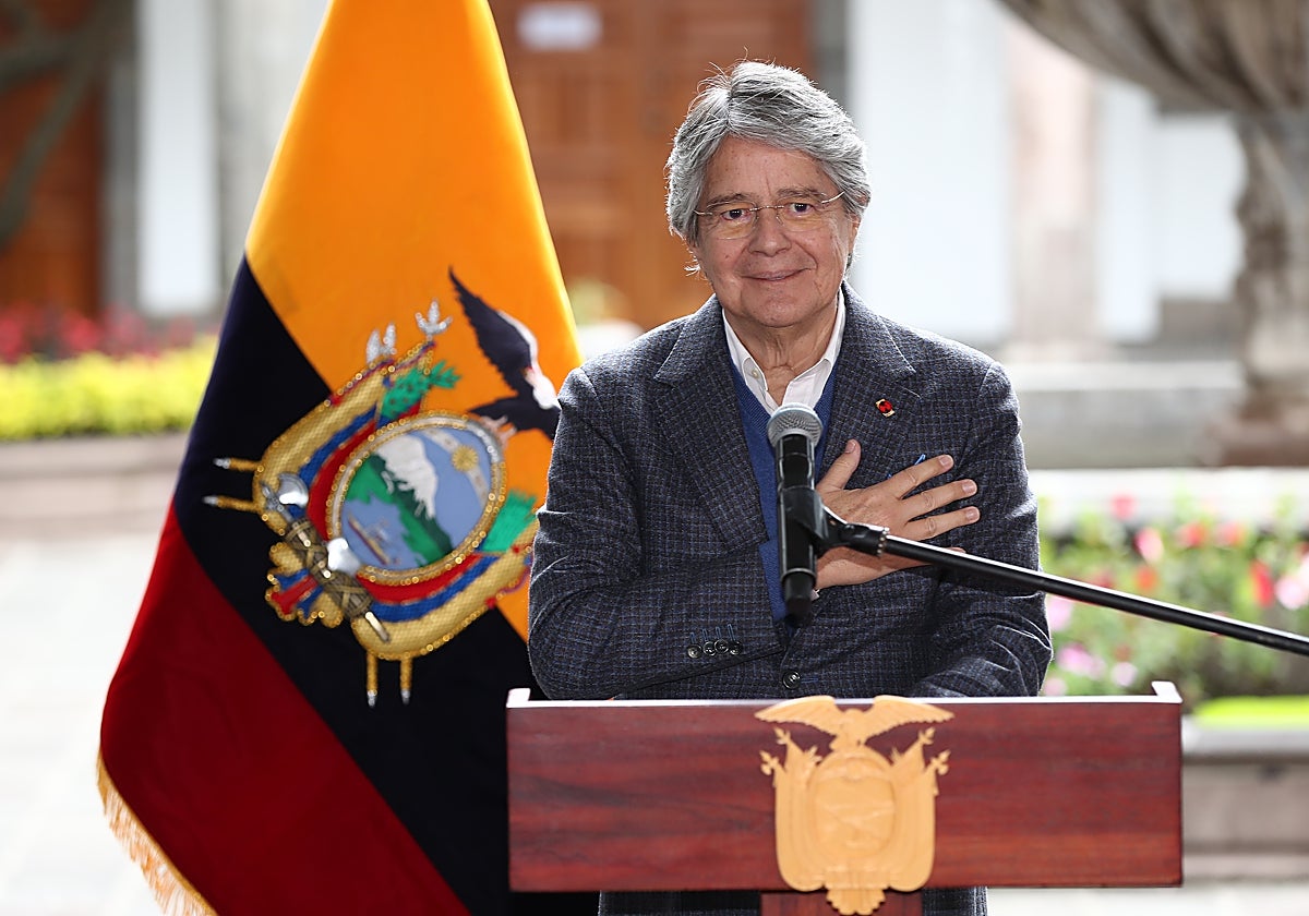 EL presidente Guillermo Lasso, durante el anuncio este viernes en Quito