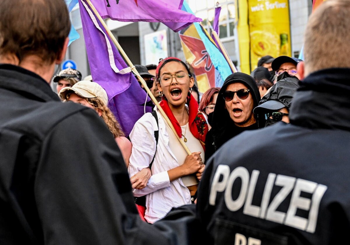Manifestación en Berlín a favor de la joven detenida