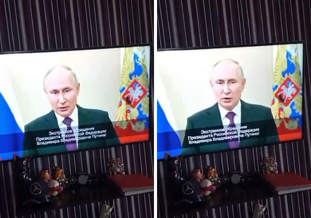 Un 'deepfake' de Vladimir Putin dirigéndose a la nación televisado en algunas cadenas rusas este lunes