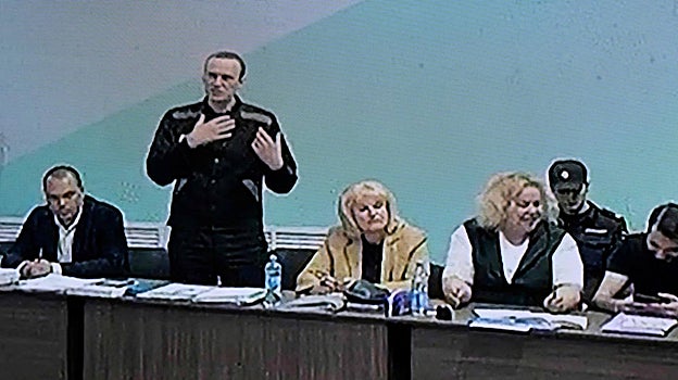 Navalni durante las audiencias judiciales  a unos 250 kilómetros  al este de Moscú, donde está encarcelado