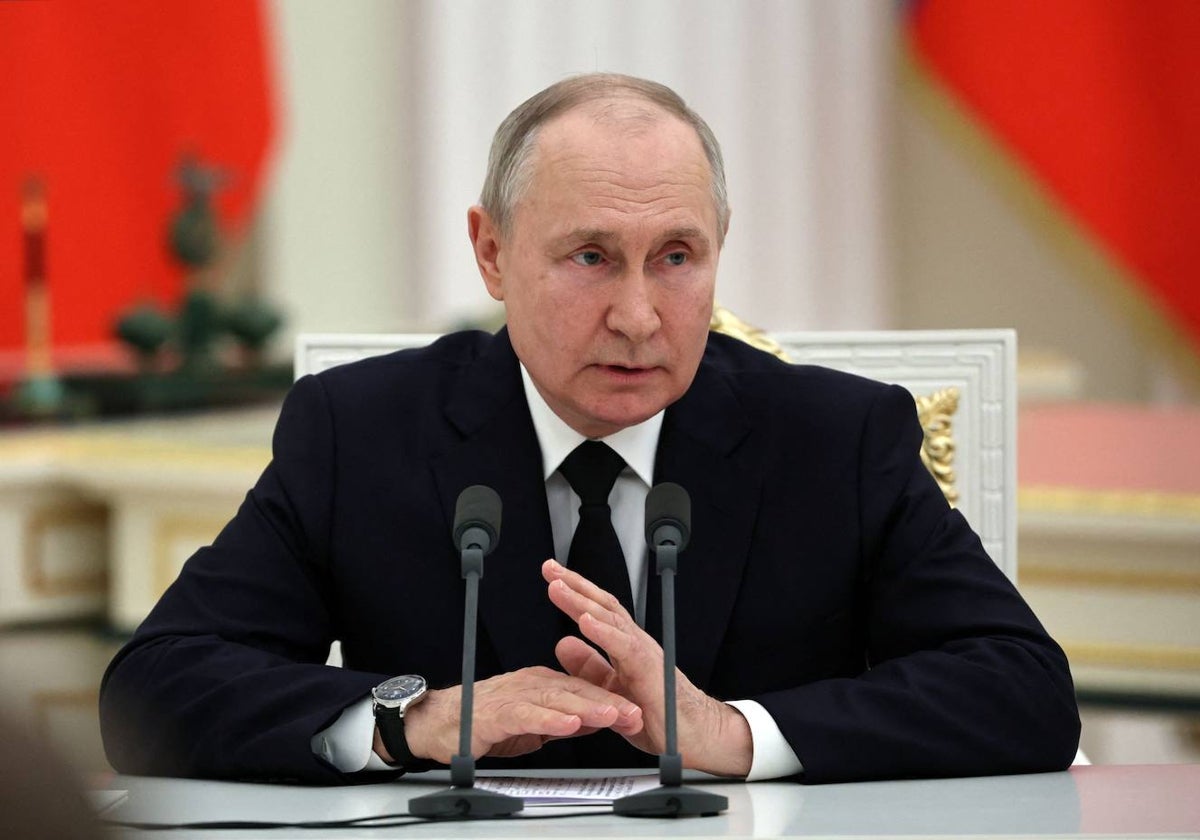 Vladimir Putin durante el acto de esta mañana