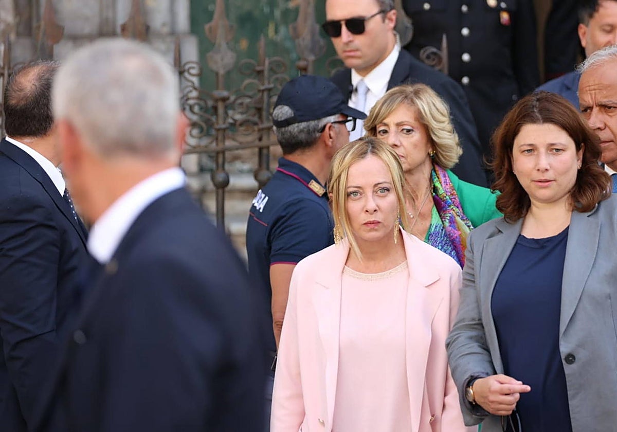 Giorgia Meloni durante el homenaje este miércoles a Borsellino