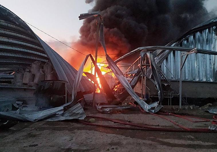 Almacen de Grano impactado por el bombardeo ruso