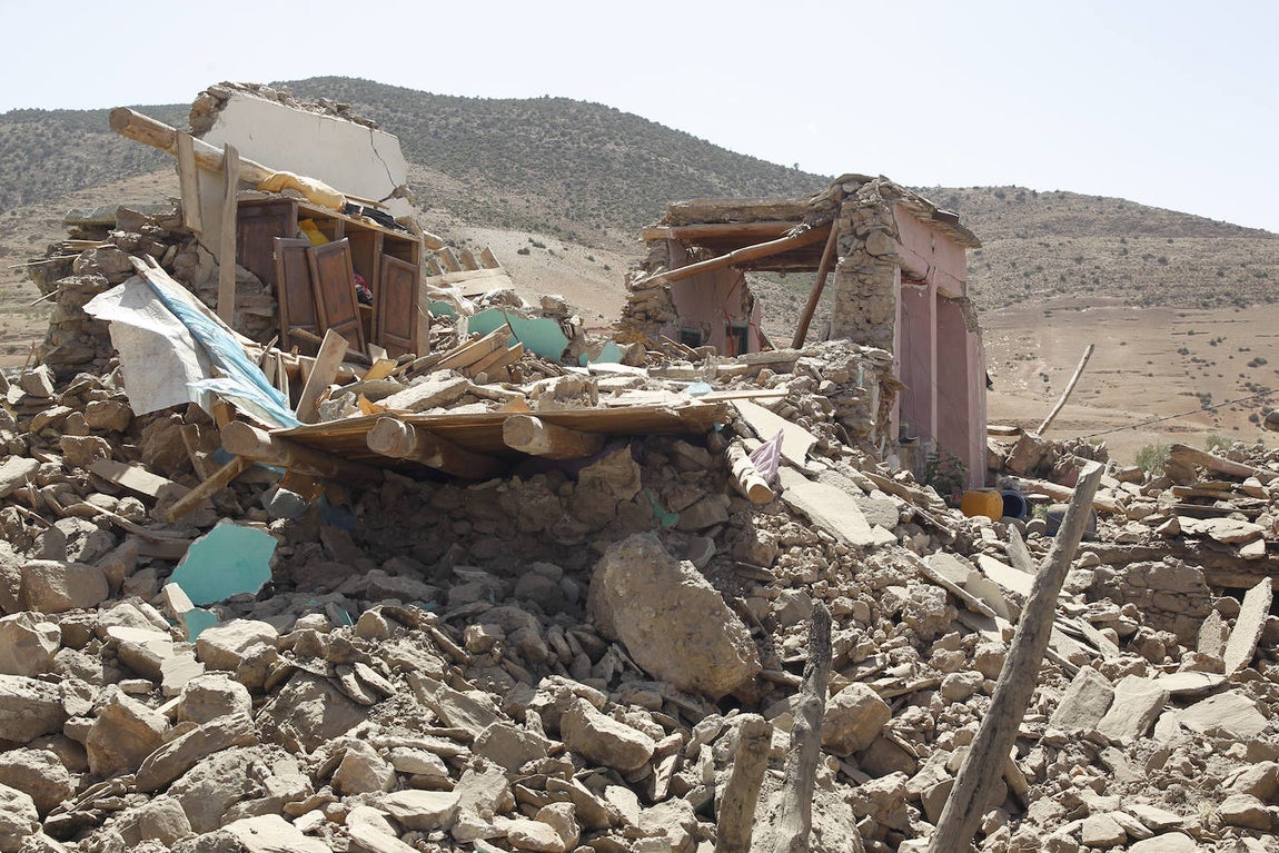 Destrozos en la aldea de Tafagajt, en Marruecos, cerca del epicentro