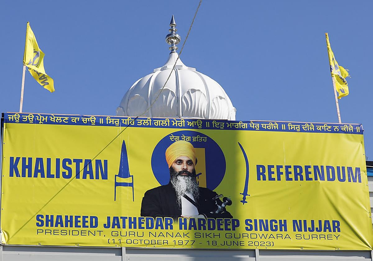 Un cartel en Surrey (Canadá) en apoyo a Hardeep Singh Nijjar