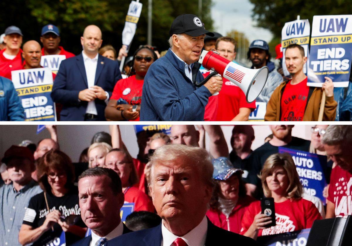 Joe Biden y Donald Trump, en su visita a Michigan