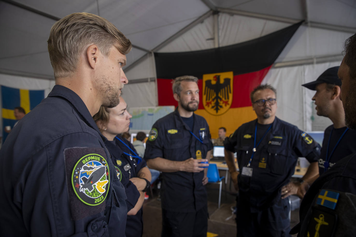 Militares alemanes que participan en el contingente de la OTAN en los ejercicios de REPMUS 23 en Sesimbra