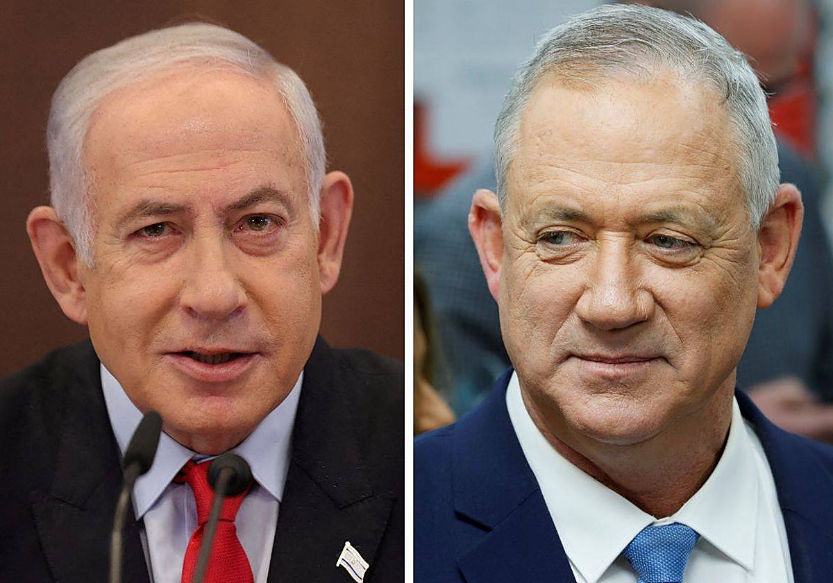 El primer ministro israelí, Bejamin Netanyahu, y el líder opositor Benny Gantz