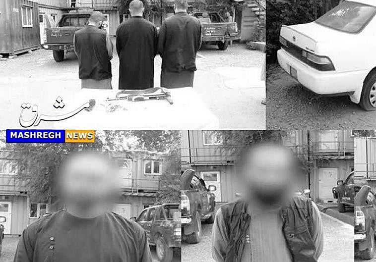 Imágenes de los tres supuestos espías israelíes detenidos por Irán este domingo