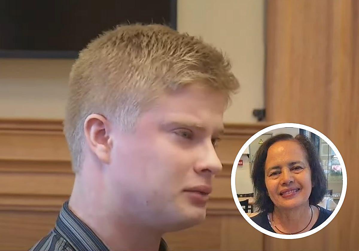 Jeremy Goodale y la profesora de español Nohaema Graber