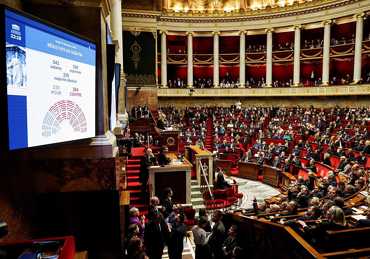 La Asamblea francesa durante la votación de este martes sobre la reforma migratoria
