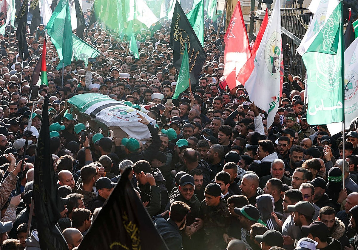 Funeral de Ahmad Hammoud, que murió junto al número dos de Hamás durante el ataque en Beirut