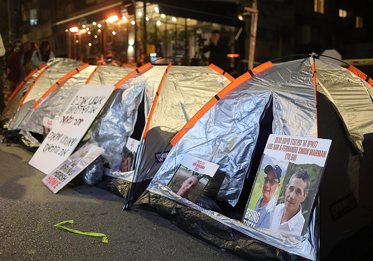 Acampada para pedir la liberación de rehenes secuestrados por Hamás.