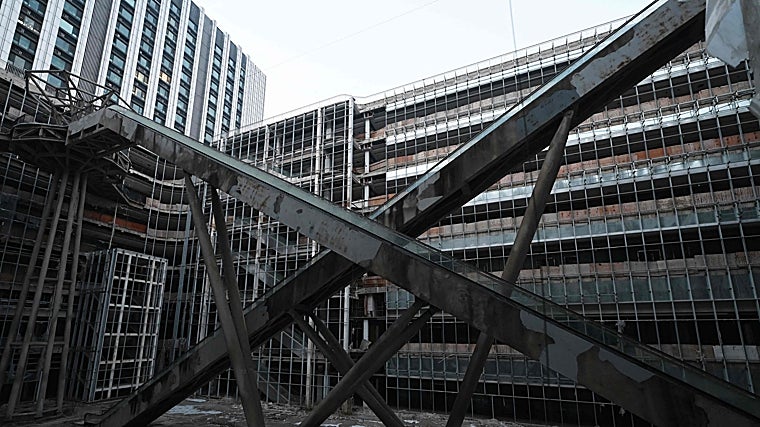 Unas oficinas comerciales de la compañía, abandonadas en Pekín