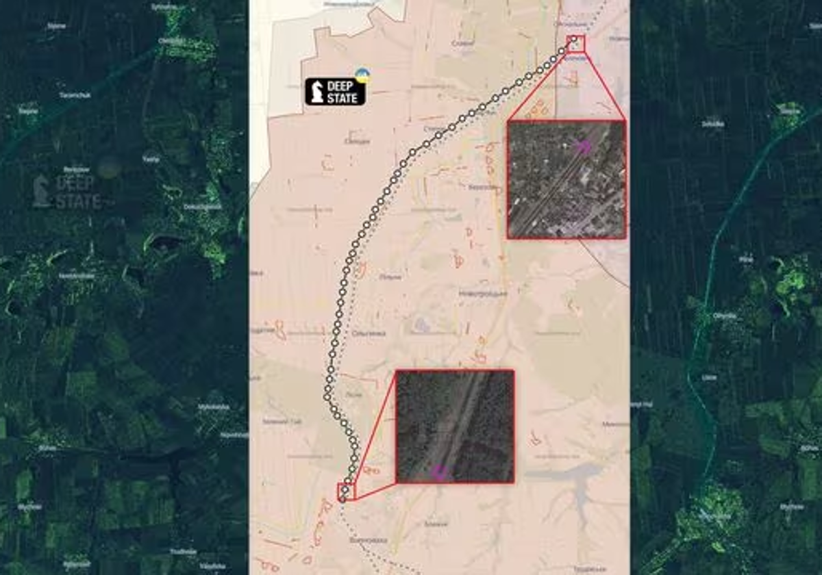 Captura de la imagen satelital y mapa del 'tren del zar'