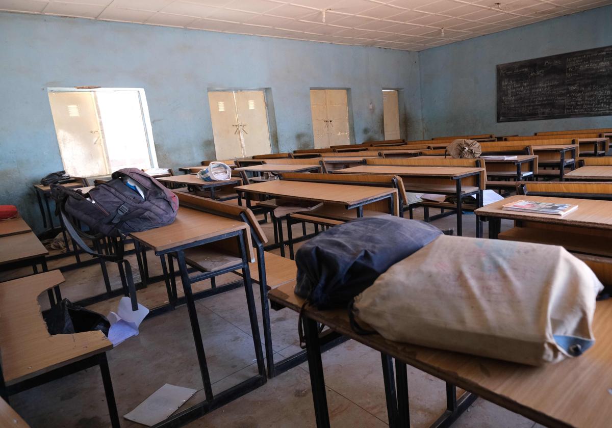 Un aula vacía en una escuela de Nigeria