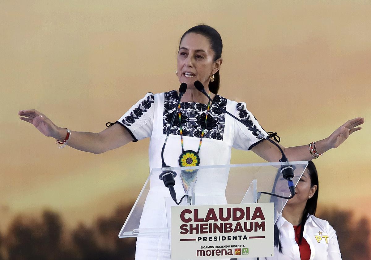 La candidata presidencial del oficialismo Movimiento de Regeneración Nacional (Morena), Claudia Sheinbaum
