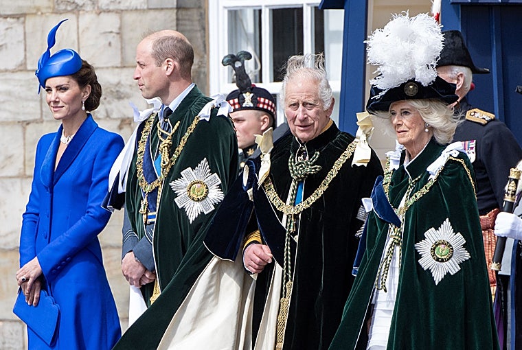 El rey Carlos III de Gran Bretaña, la reina Camilla, el príncipe William y Catalina Middleton, princesa de Gales, durante una ceremonia en Escocia conocida como el Servicio Nacional de Dedicación y Acción de Gracias en Edimburgo, Escocia, en una foto de archivo