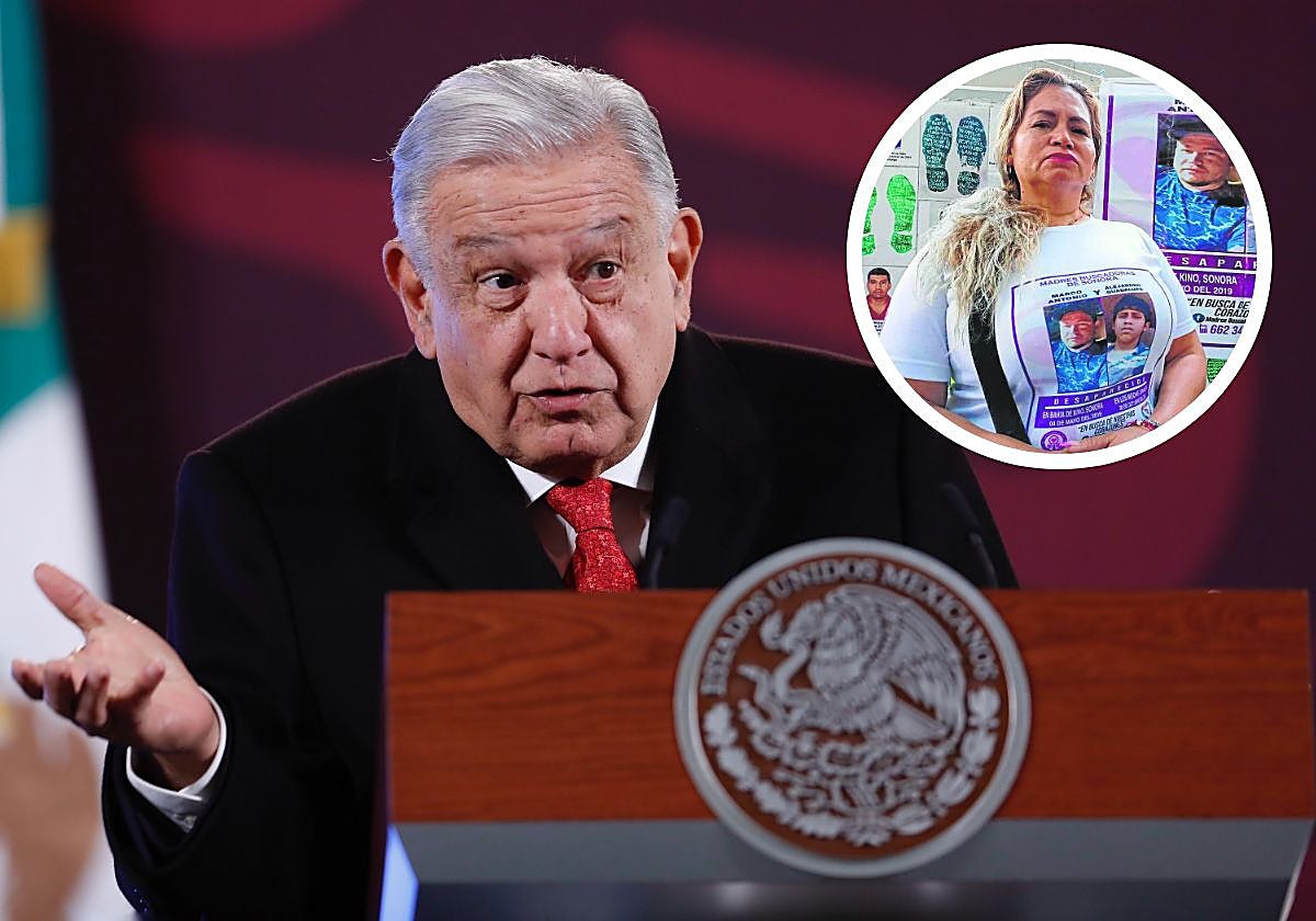 El presidente López Obrador y la madre buscadora Ceci Flores