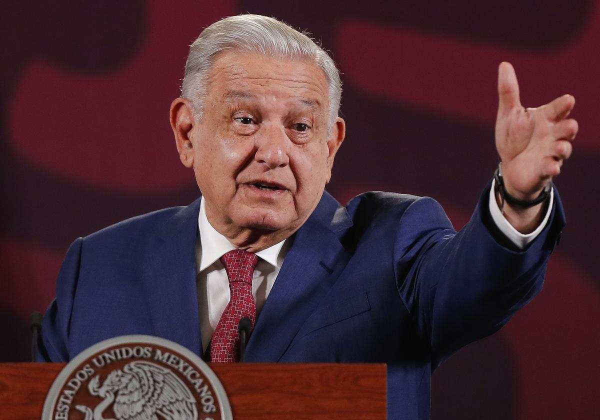 López Obrador, durante una rueda de prensa en el Palacio Presidencial de Ciudad de México