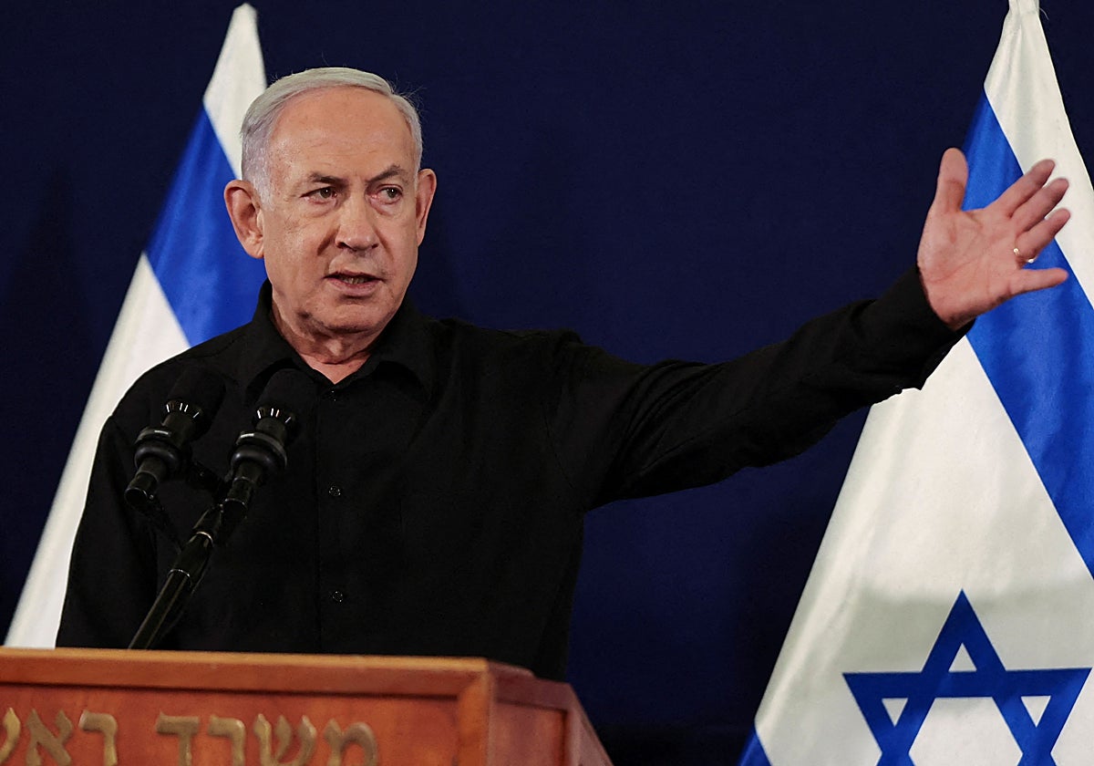 El primer ministro israelí Netanyahu ofrece una conferencia de prensa en Tel Aviv