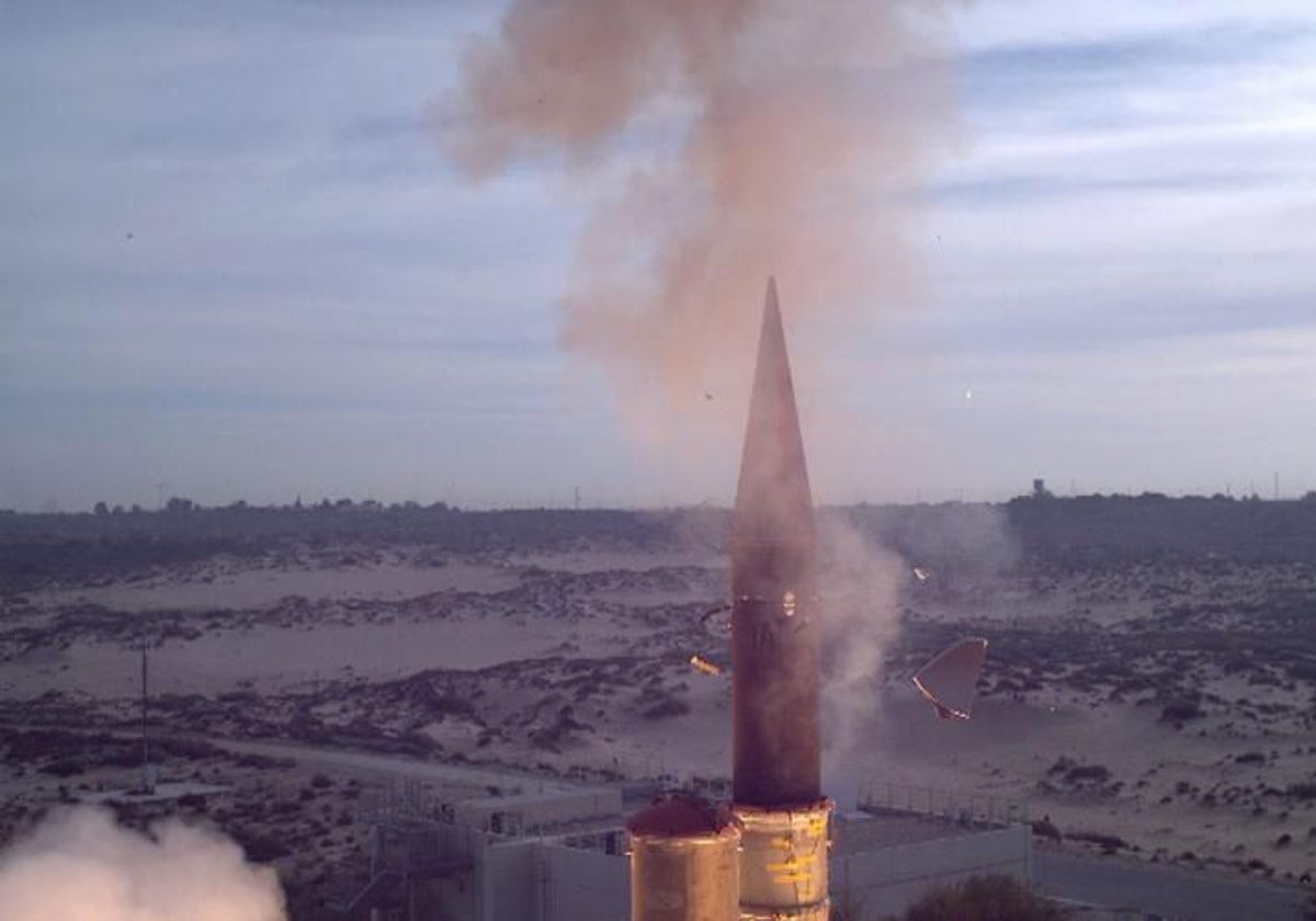 Un misil Arrow 3 tirado por el Ministerio de Defensa israelí, en una imagen de archivo