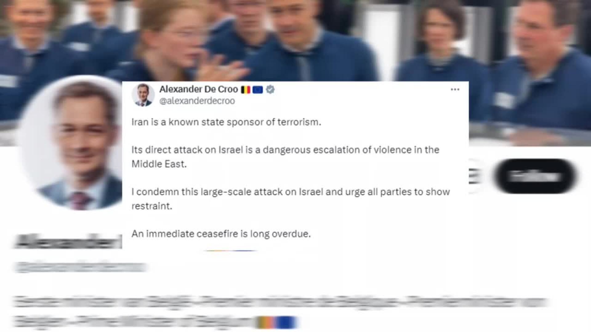 Bélgica reivindica el alto al fuego en Gaza como solución para desescalar Oriente Medio