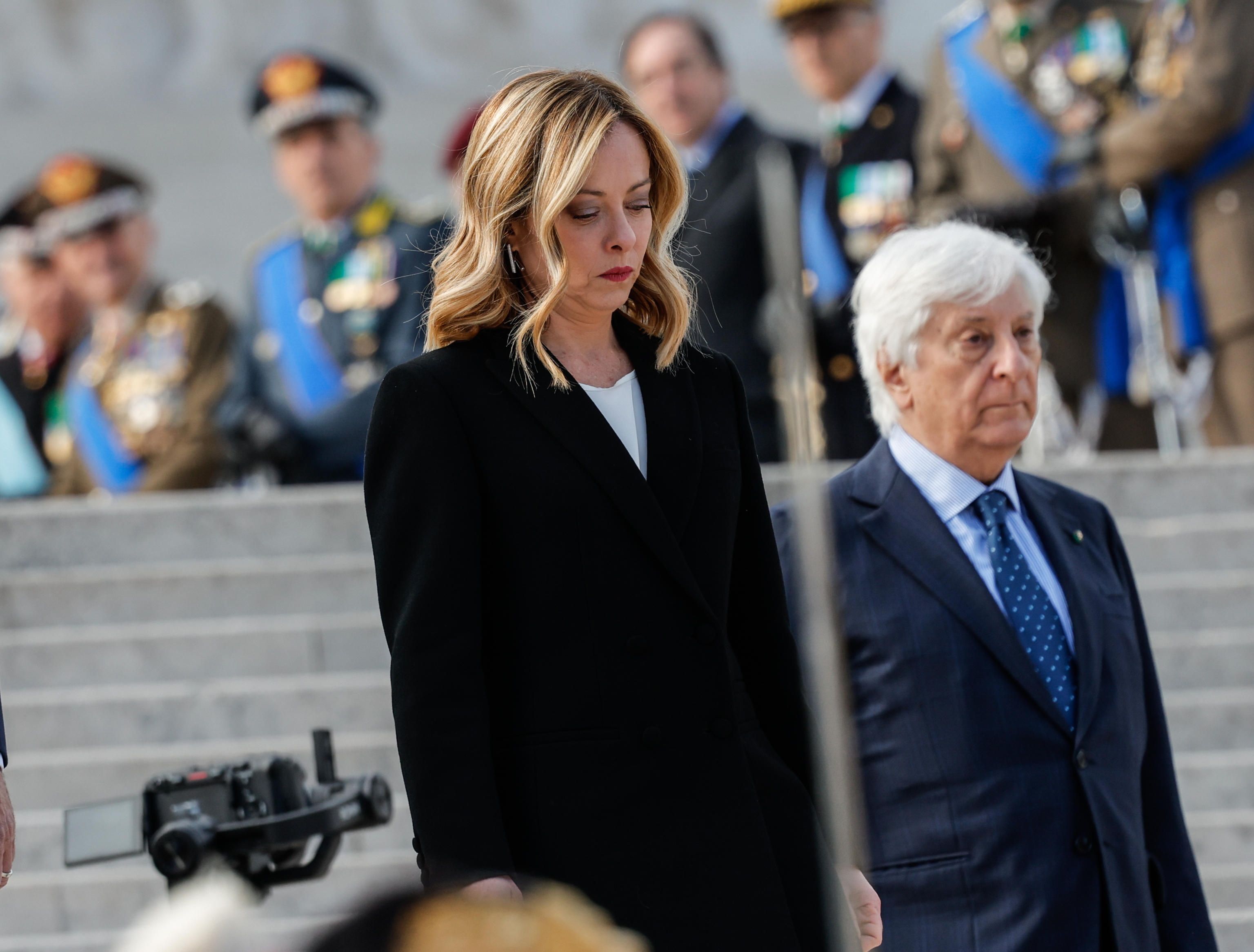 Meloni durante la conmemoración del 79° Día de la Liberación en Italia