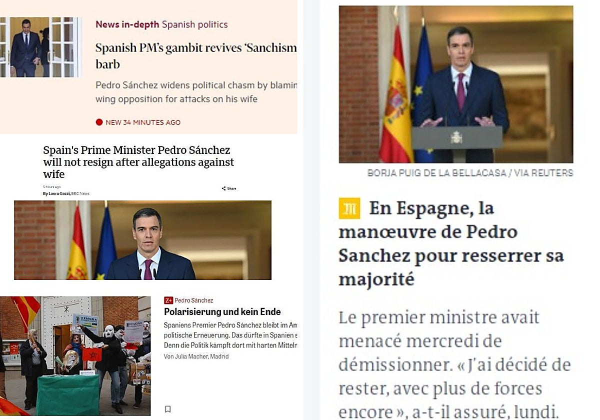 Noticias en la prensa internacional sobre el anuncio de Pedro Sánchez