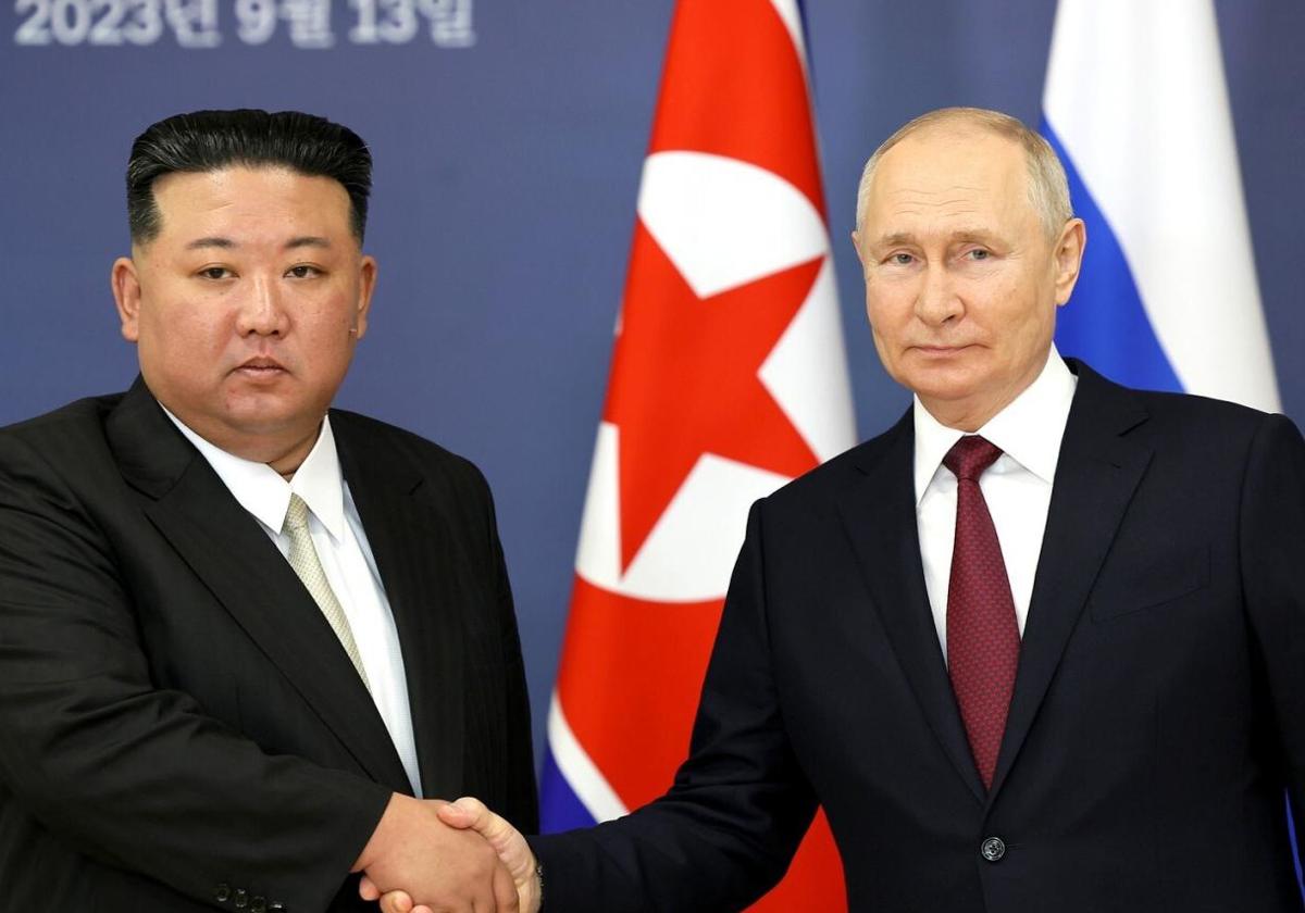 El presidente ruso, Vladímir Putin, se reúne con el líder norcoreano, Kim Jong-un, en el cosmódromo de Vostochny en 2023