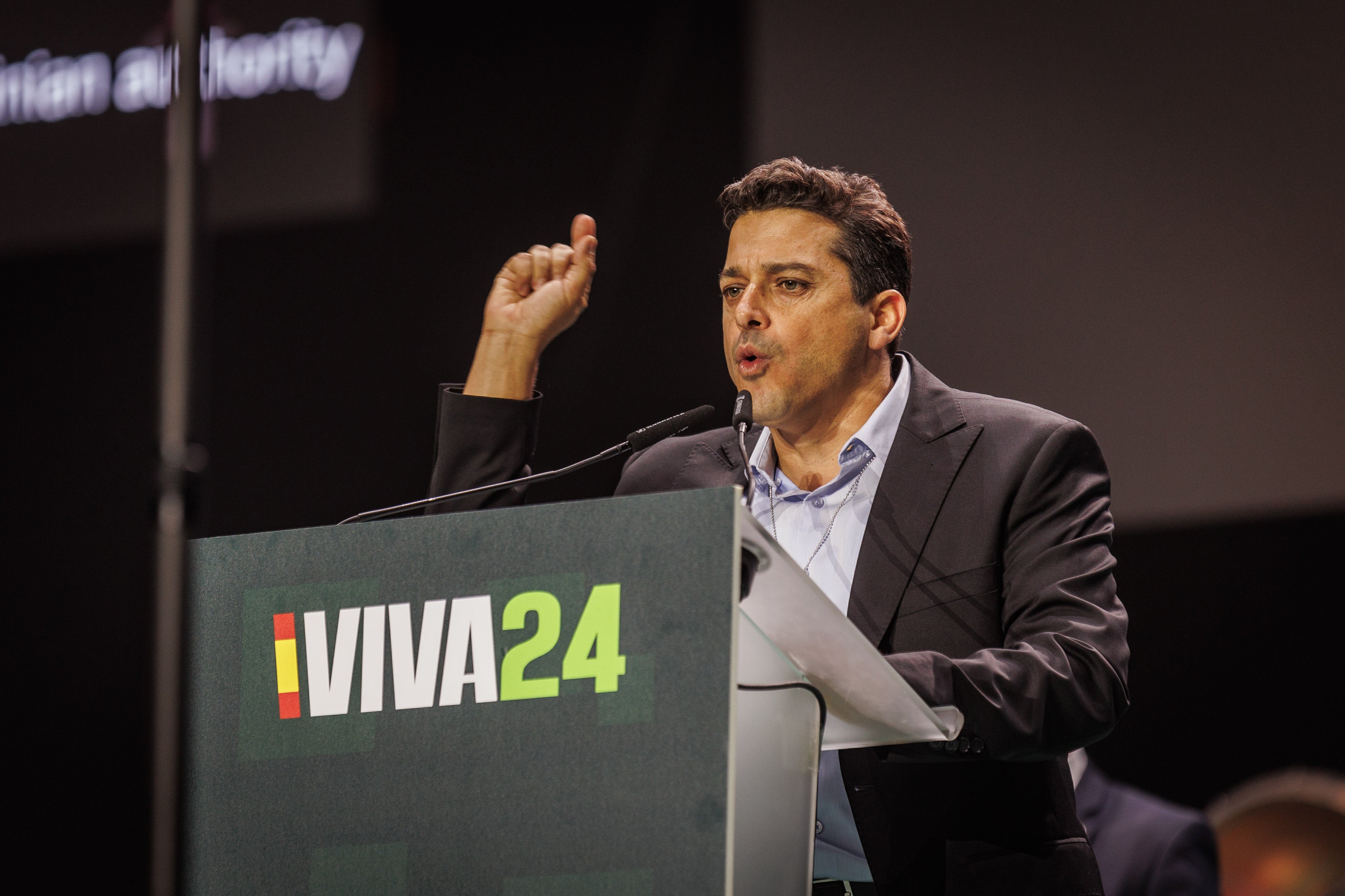 André Ventura, líder de Chega, en el evento de Vox en Madrid Europa Viva 24