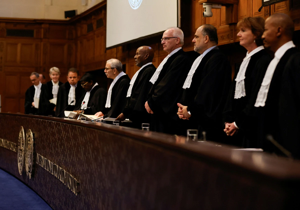 Jueces de la Corte Internacional de Justicia durante el anuncio de su decisión