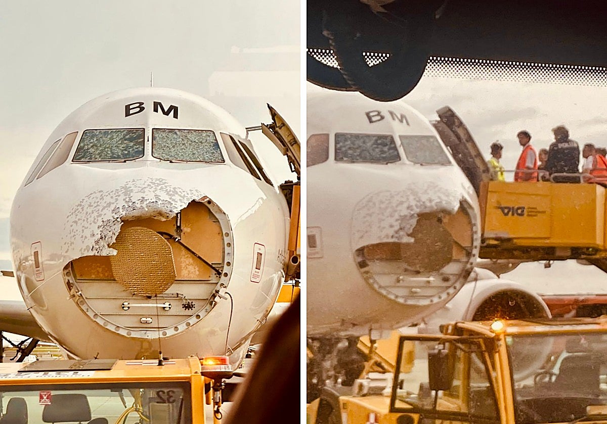 Vista del morro Airbus A320 de la aerolínea Austrian Airlines