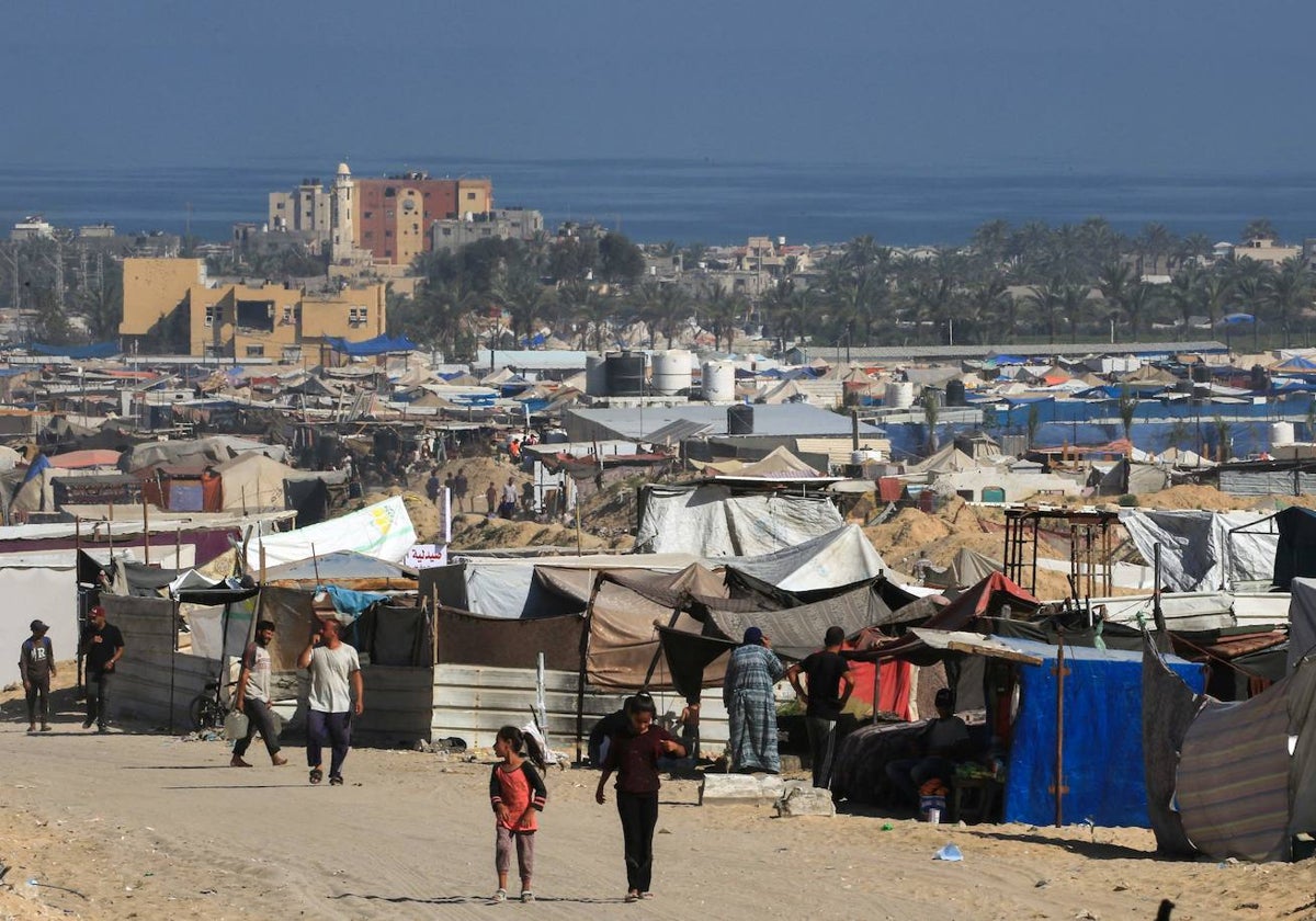 Campamento de desplazados en Jan Younis, en el sur de la Franja de Gaza