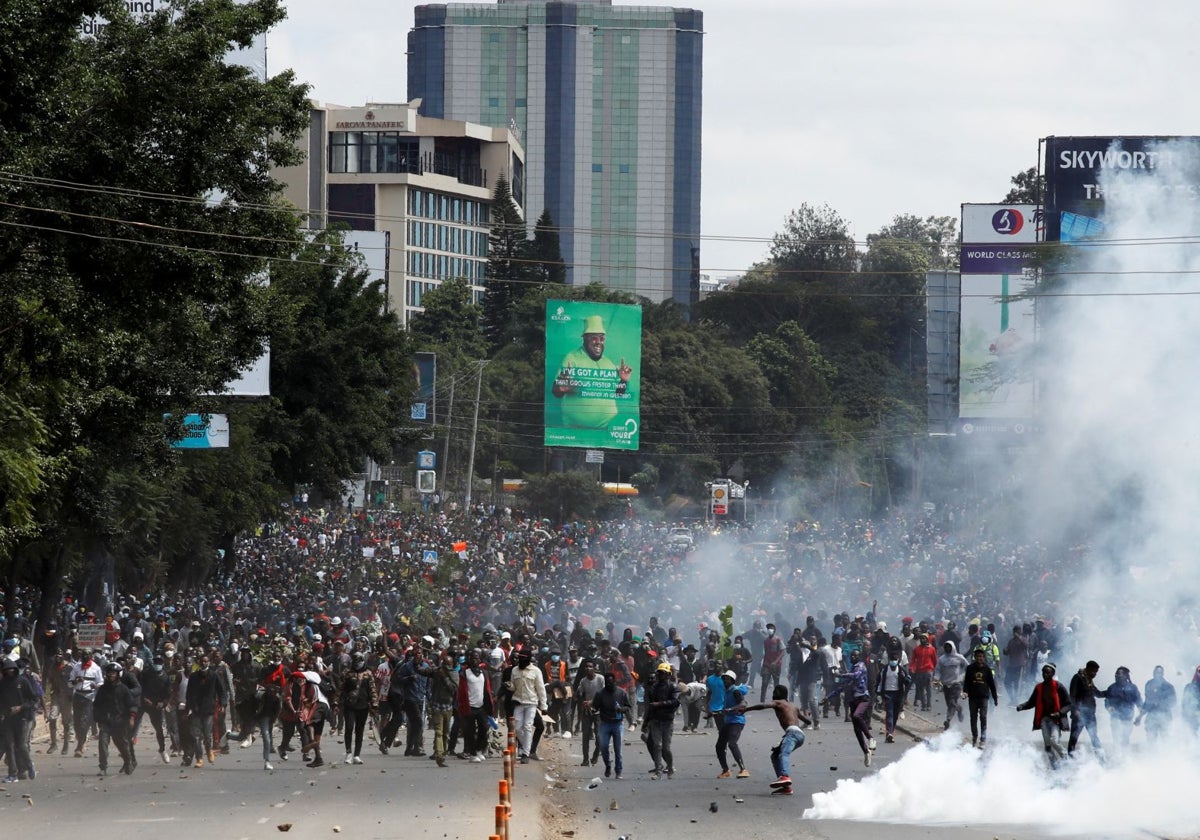 Los manifestantes congregados en las calles de Nairobi