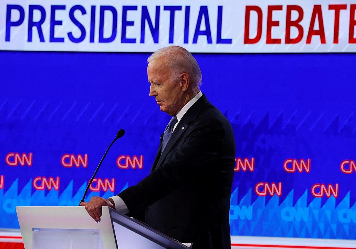 El candidato demócrata, Joe Biden, durante el primer debate a las elecciones presidenciales