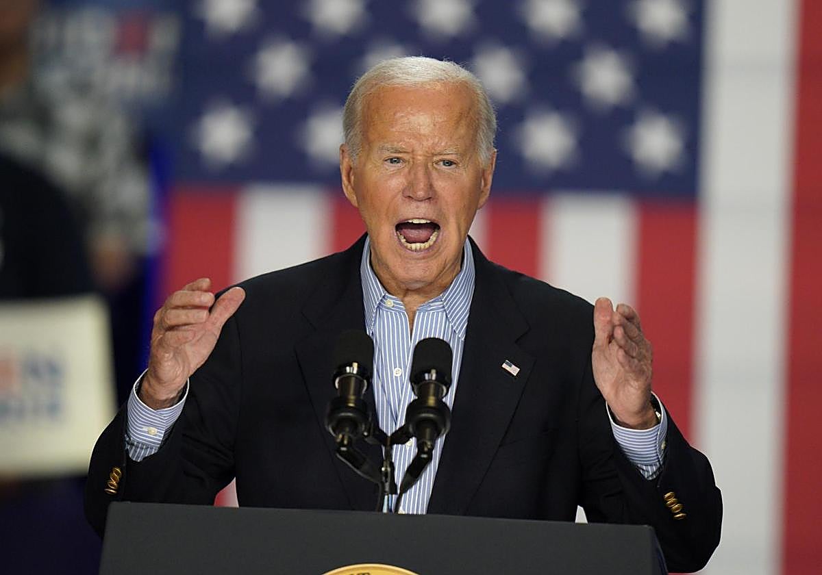 Joe Biden durante un mitin este viernes 5 de julio en Wisconsin