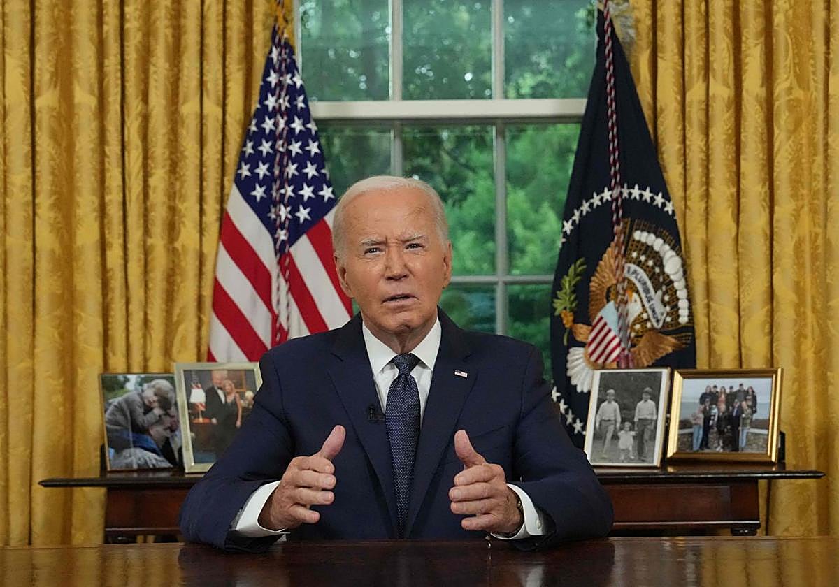 El presidente Joe Biden en un discurso este domingo desde la Casa Blanca