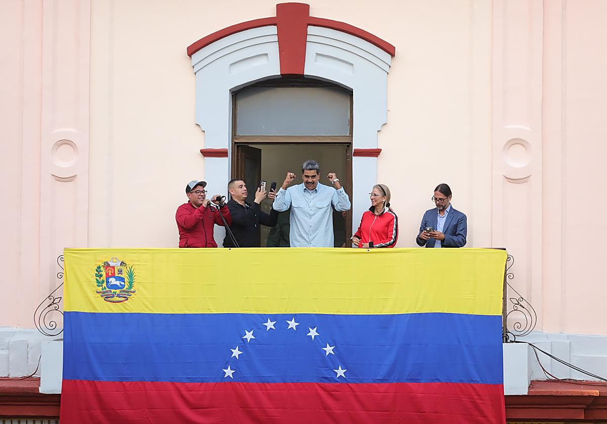 El presidente de Venezuela, Nicolás Maduro, durante un discurso desde Miraflores.