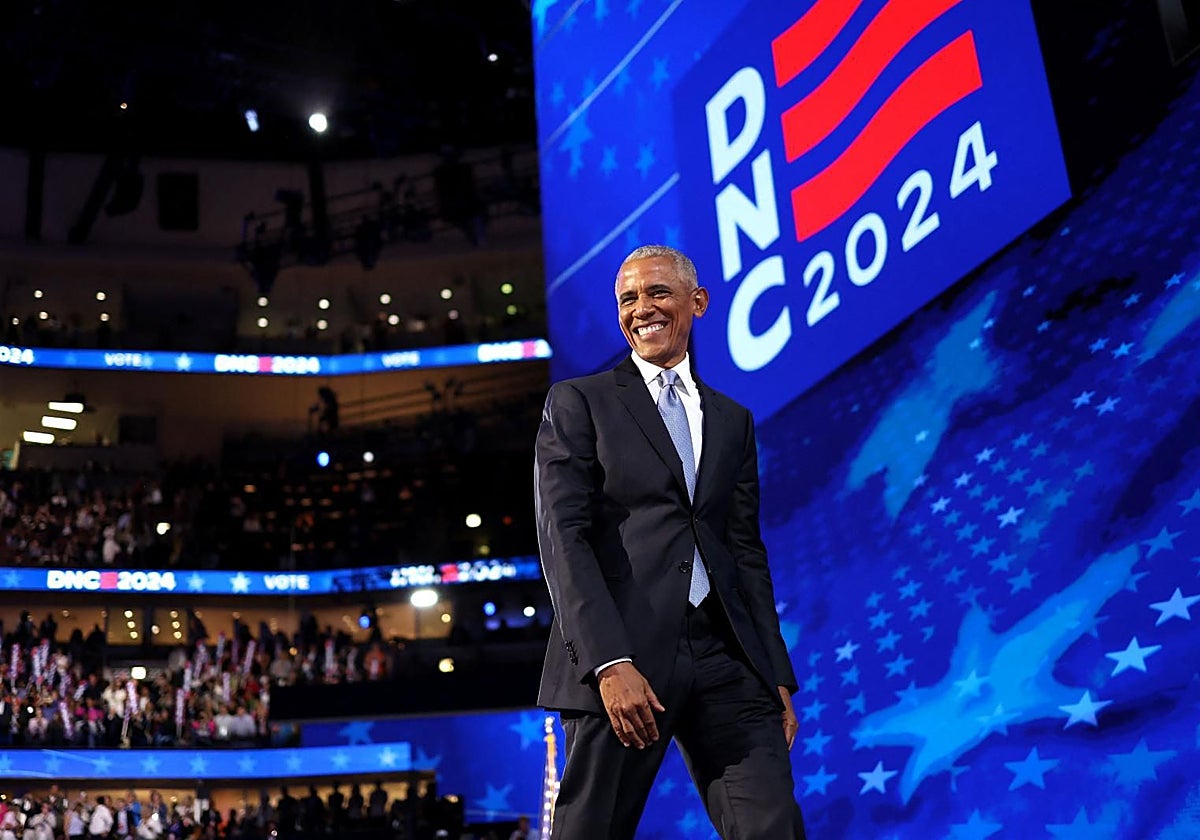 El expresidente de Estados Unidos, Barack Obama, en la convención demócrata