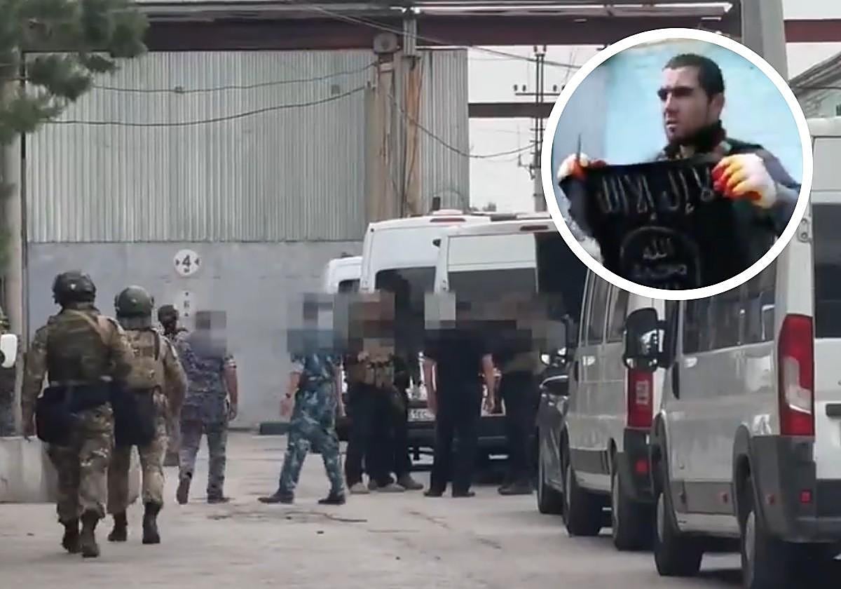 Agentes de la Guardia Nacional Rusia interviniendo en la cárcel