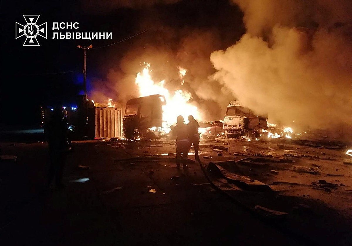 Ataque de drones rusos sobre Leópolis