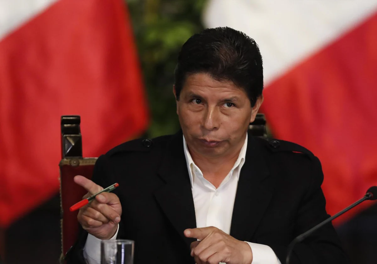 Pedro Castillo durante una rueda de prensa en Lima en 2022