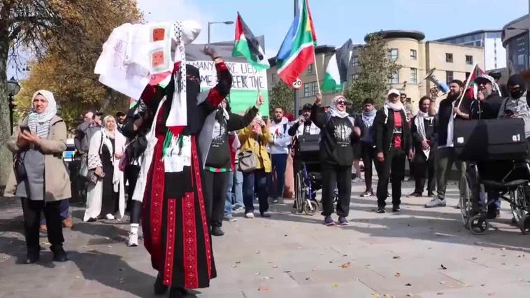 Protesta en apoyo a Gaza en Liverpool horas antes del congreso laborista